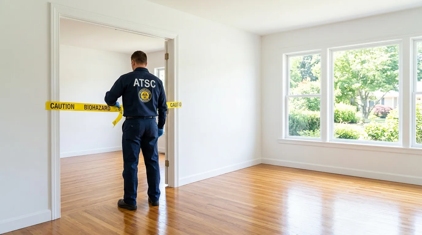 Certified biohazard cleanup crew performing Decomposition Cleanup in Haddonfield